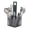 Flamefield 16 Piece Cutlery Set With Caddy Holder Cool Grey
