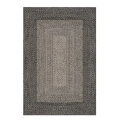 Gardenwize Faux Jute Outdoor Rug - Dark Grey - 80cm X 150cm GW454